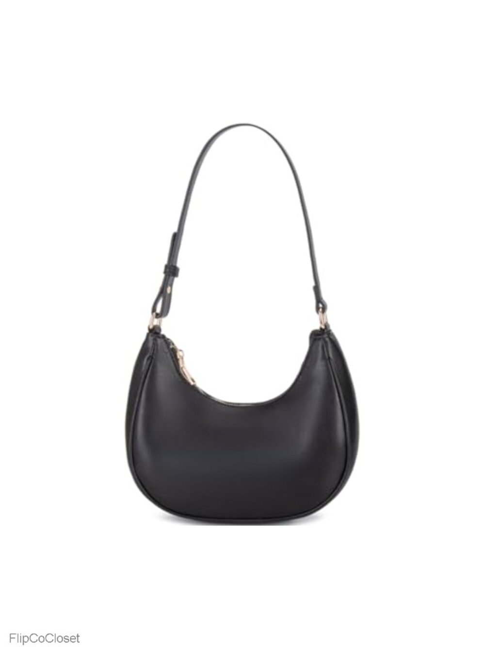 PU Leather Crescent Hobo Tote Shoulder Bag Zipper Closure